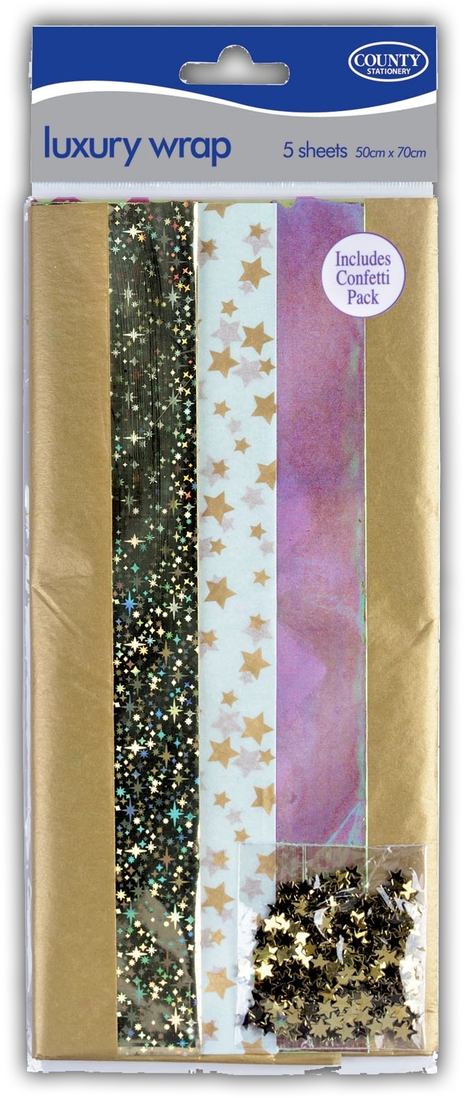 GIFTWRAP,Luxury Gold 5`s + Confetti (Was 1.65) [Packs Only]