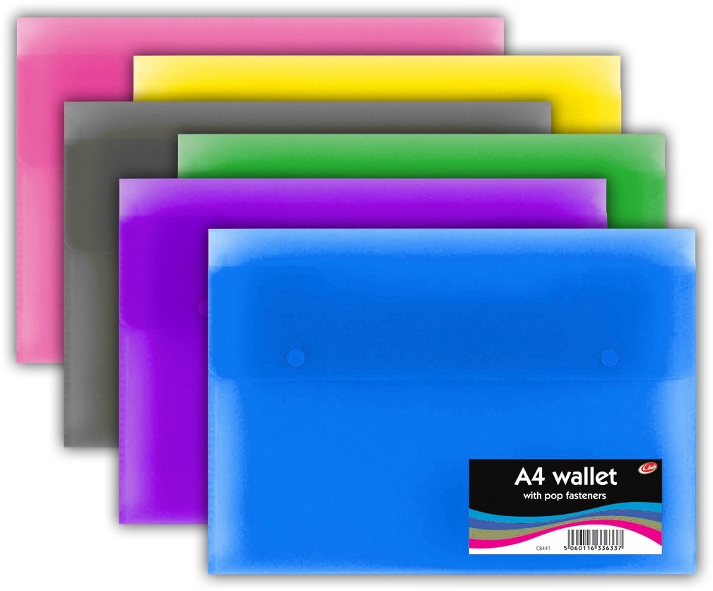 WALLET,Double Stud A4 With Gusset, Asst Col. (Club) CB441 [Splittable]