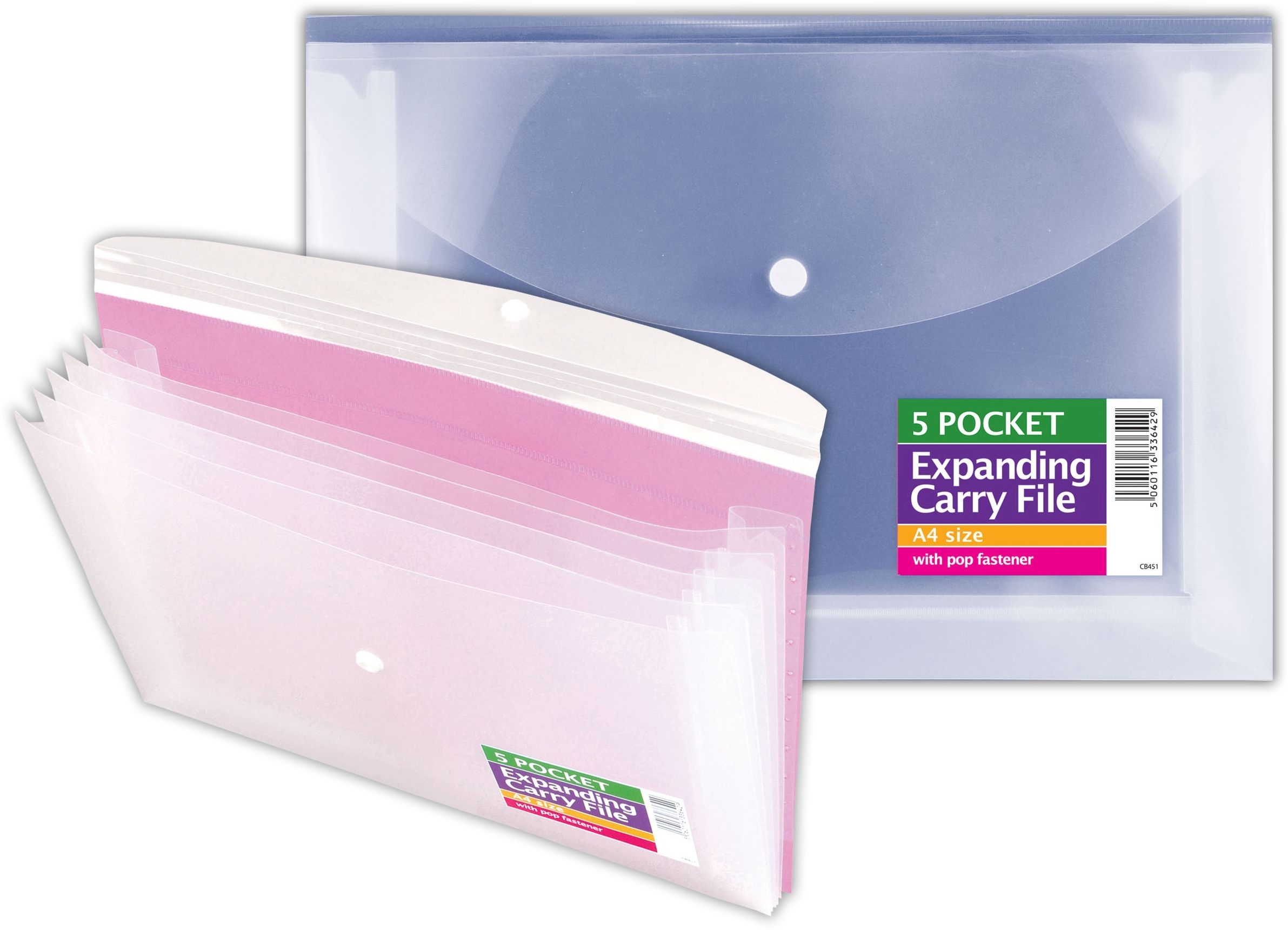 CARRY FILE, Expanding 5 Pocket Clear, A4 [Splittable]