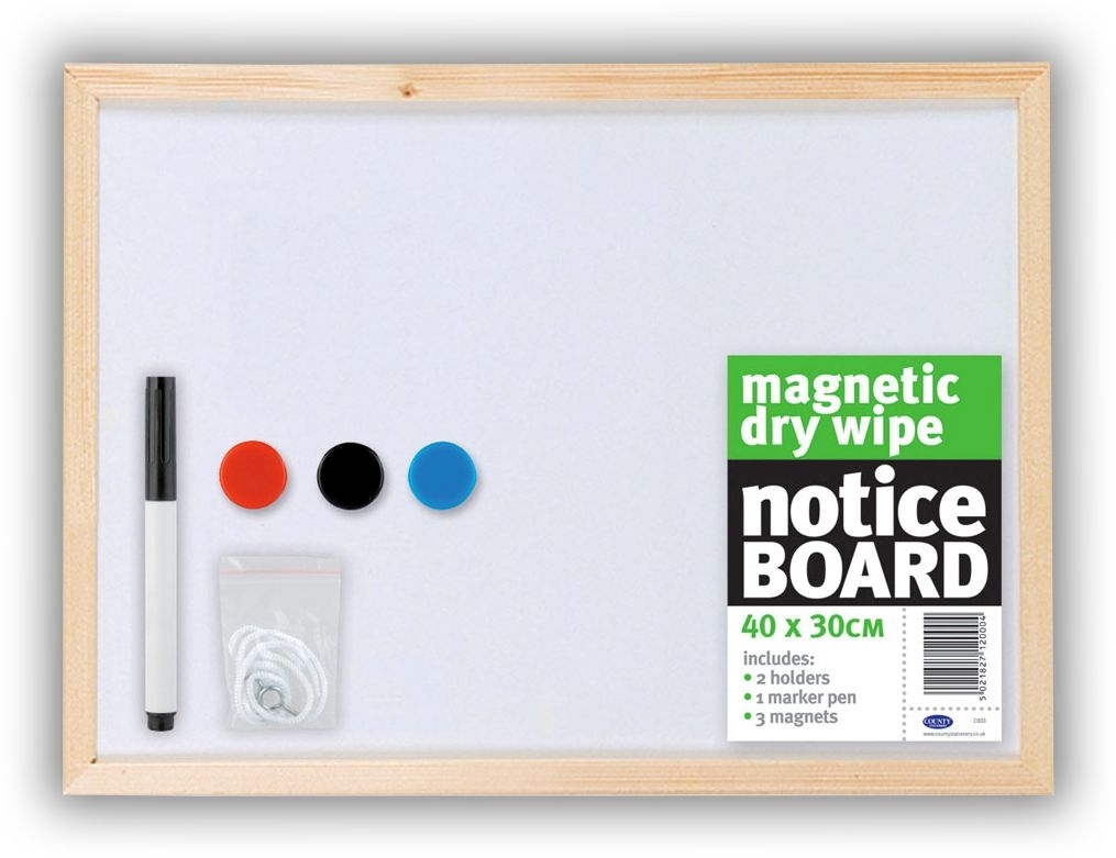 NOTICE BOARD,Drywipe Magnetic White Board 40x30cm C833