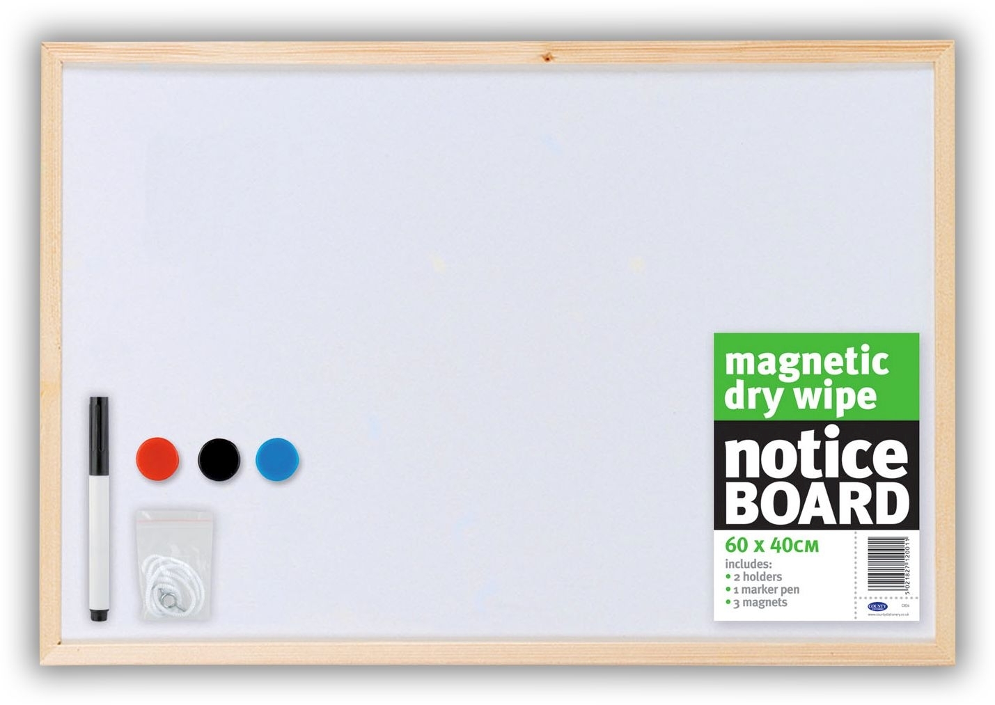 NOTICE BOARD,Drywipe Magnetic White Board, 60x40cm C834