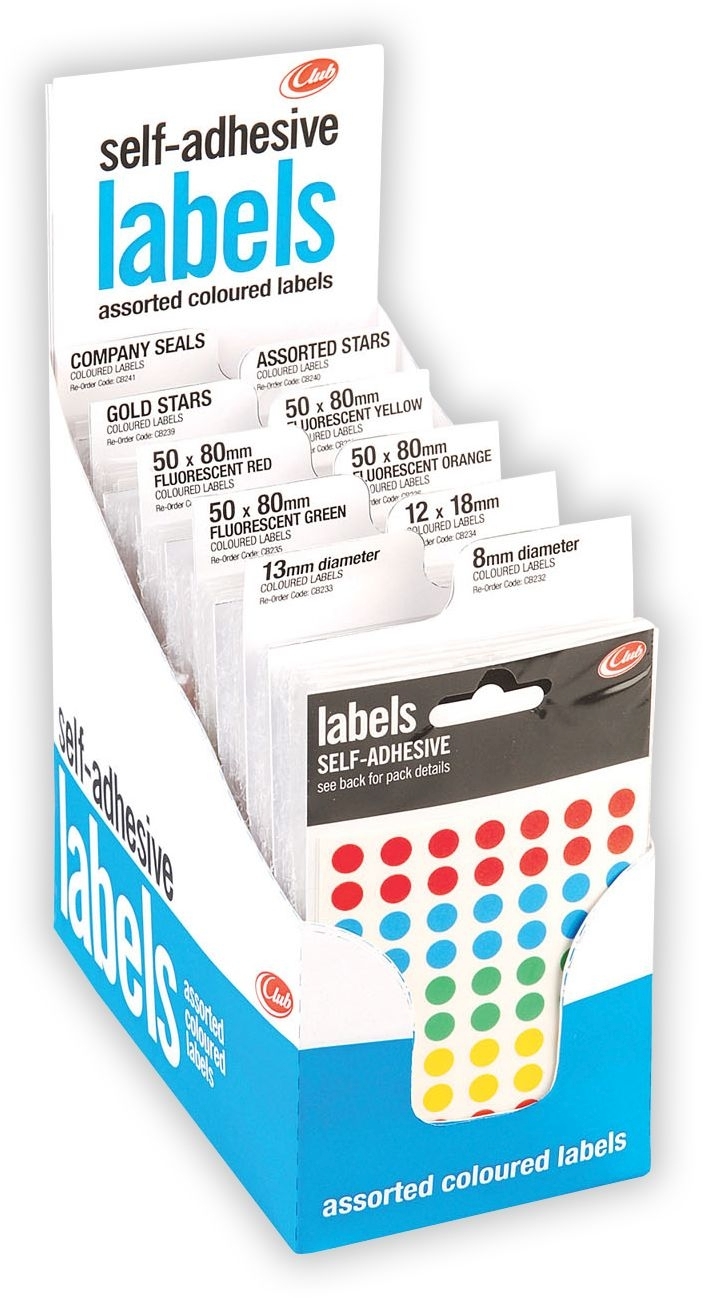 LABEL,S/Adh Coloured Asst.CDU [Packs Only]