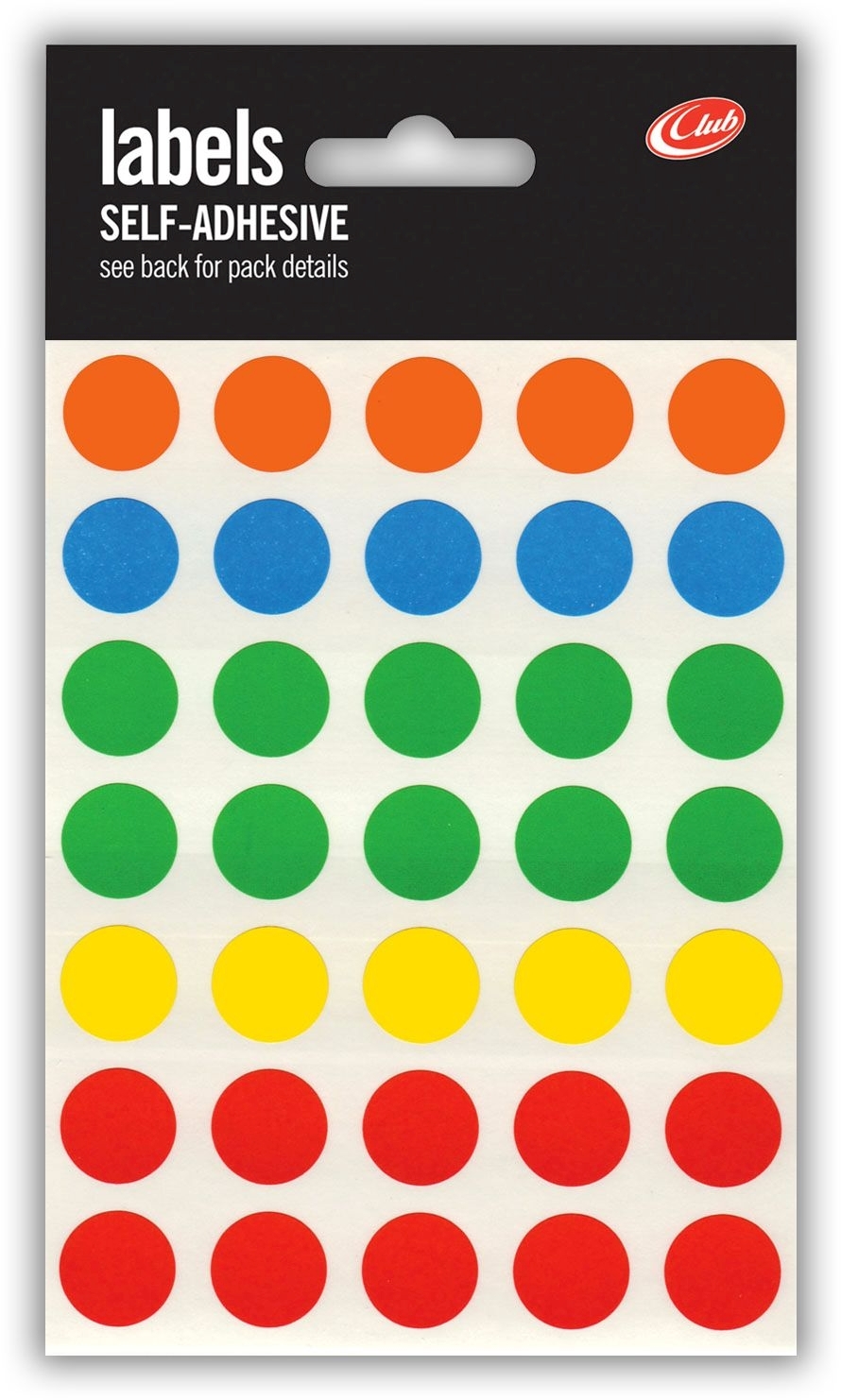 LABEL,S/Adh Dots Asst.Cols 13mm H/pk [Packs Only]