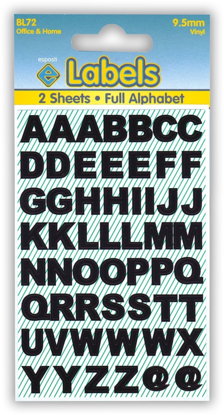 LABELS,Black Vinyl Letters 9.5mm [Packs Only]