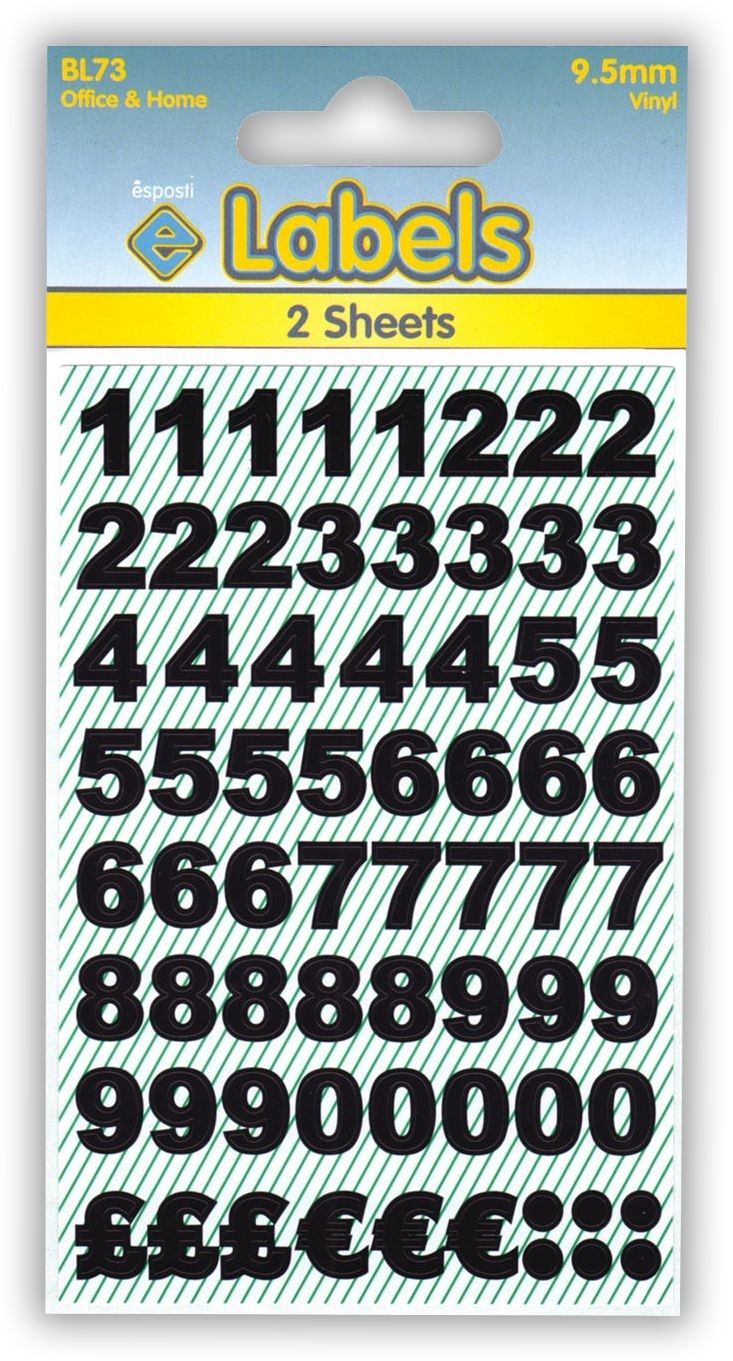 LABELS,Black Vinyl Numbers 9.5mm [Packs Only]