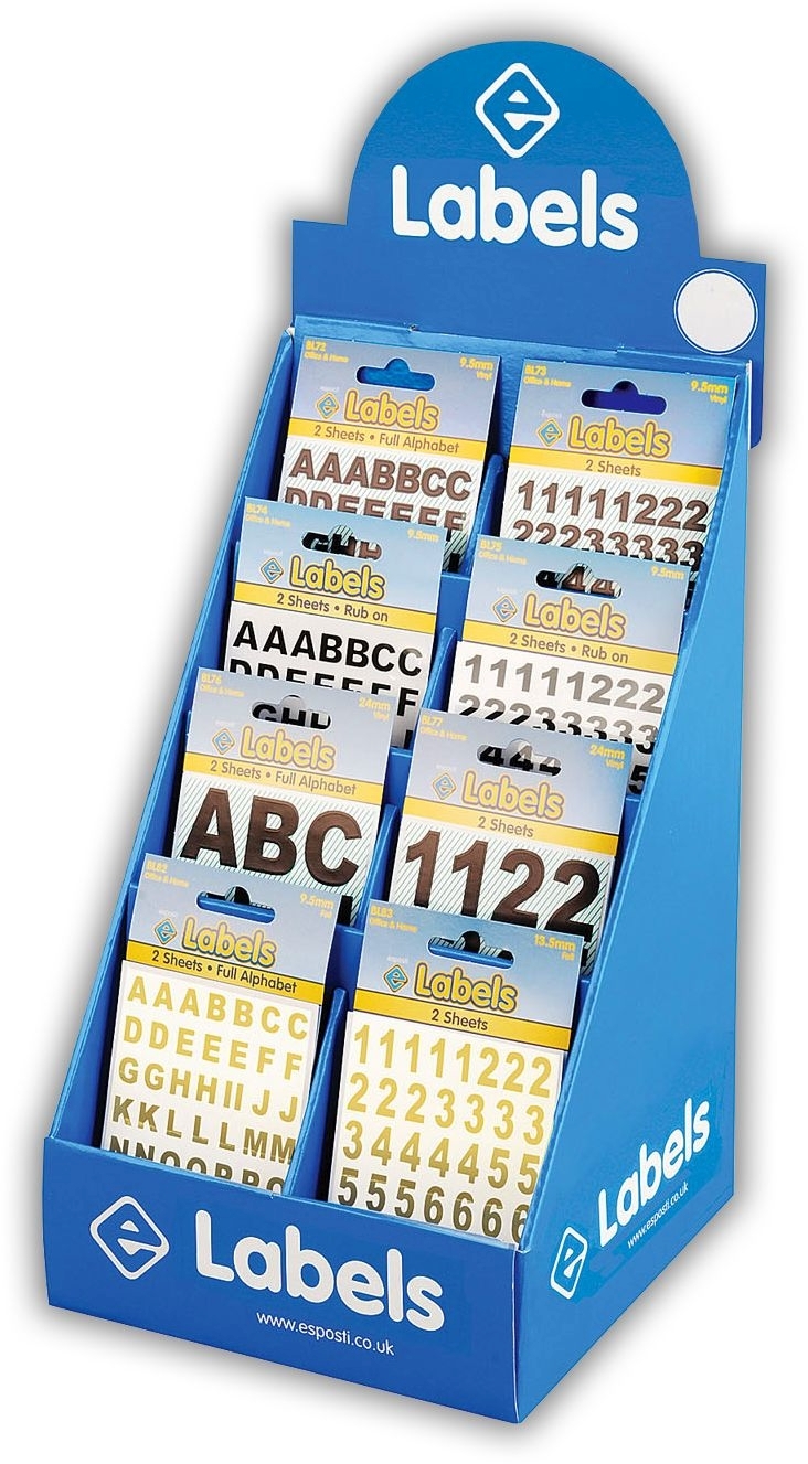 LABELS,8 Types Asst in CDU 9.5mm,13.5mm & 24mm Asst. [Packs Only]