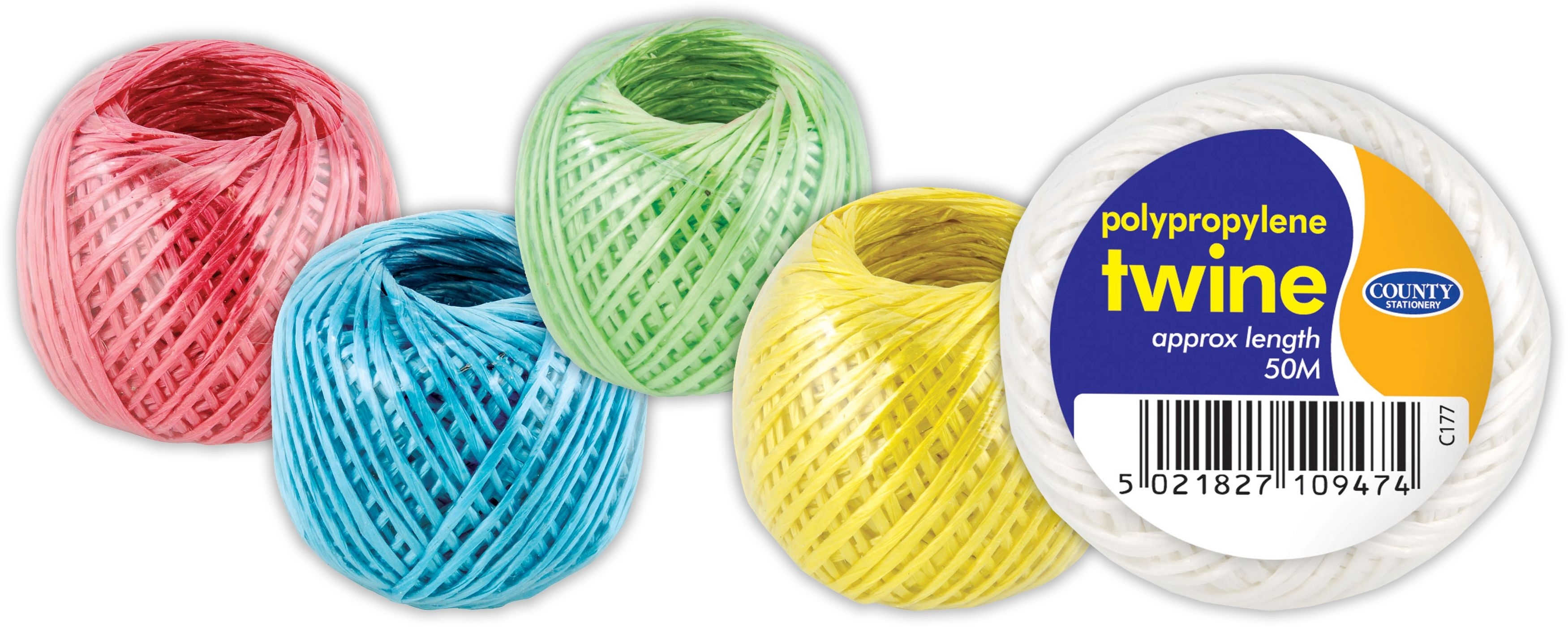 TWINE / STRING,Asst Coloured Polypropylene,Approx 50m [Packs Only]