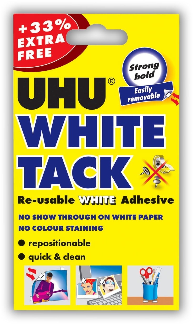 UHU,White Tack +33% Extra Free Re-usable Adhesive 66.5gm H/pk [Packs Only]