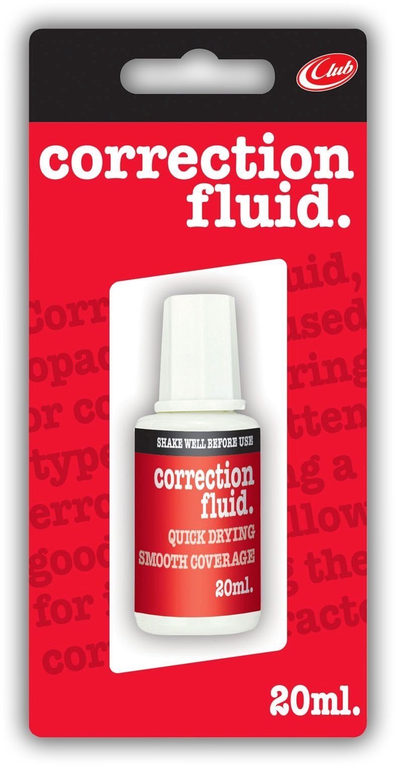 CORRECTION FLUID,20ml I/cd (Club) [Packs Only]
