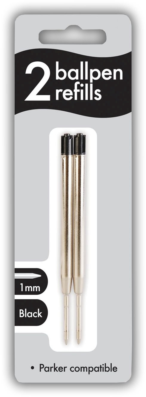 BALL PEN REFILLS,Twin Black 1mm I/cd (Parker Compatible) [Packs Only]