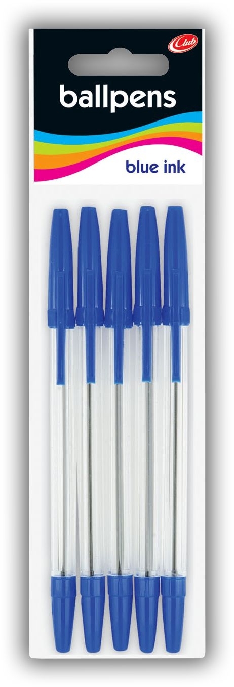 BALL PEN,Blue 5`s H/pk (Club) [Packs Only]