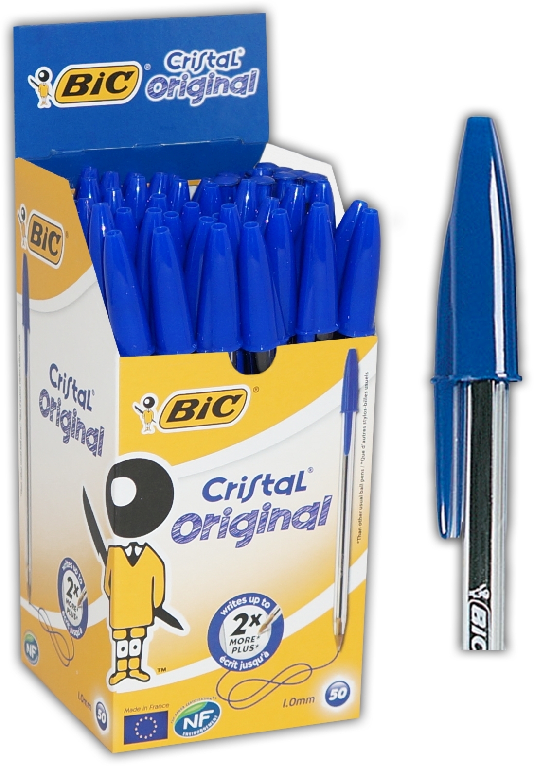 BALL PEN,Cristal Blue Med (Bic) [Packs Only]