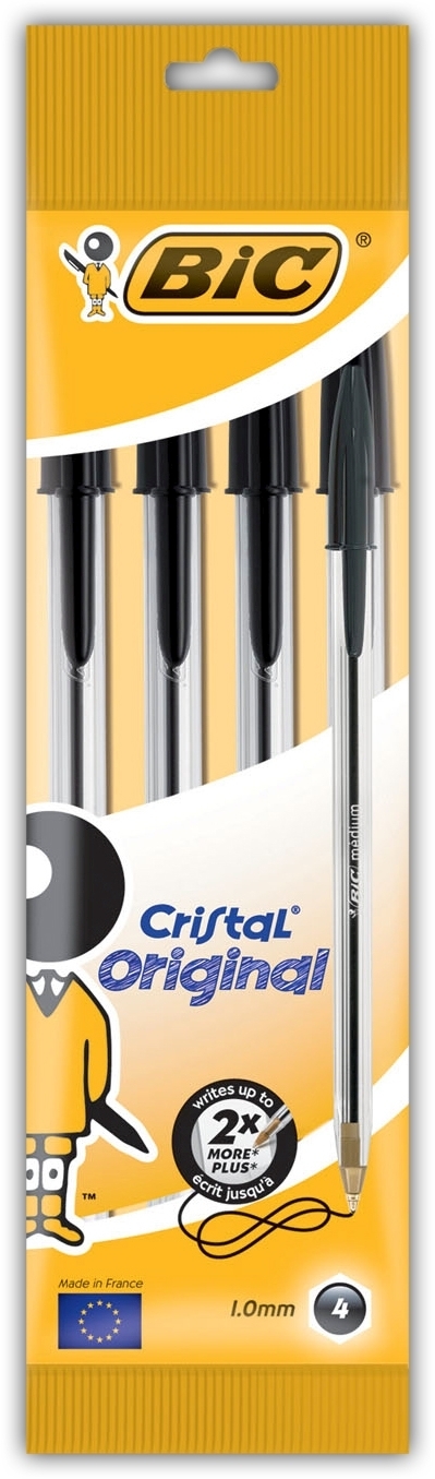 BALL PEN,Cristal 4`s Black Med H/pk Box(Bic) [Splittable]