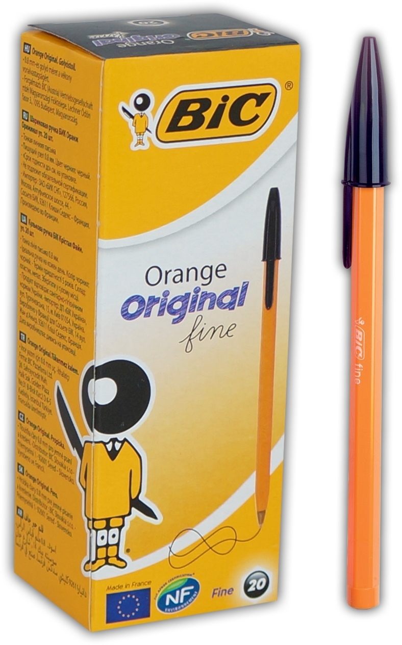 BALL PEN,Orange Black Fine (Bic) [Packs Only]