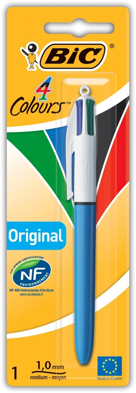BALL PEN,4 Colour I/cd (Bic) (Blue Barrel) [Splittable]