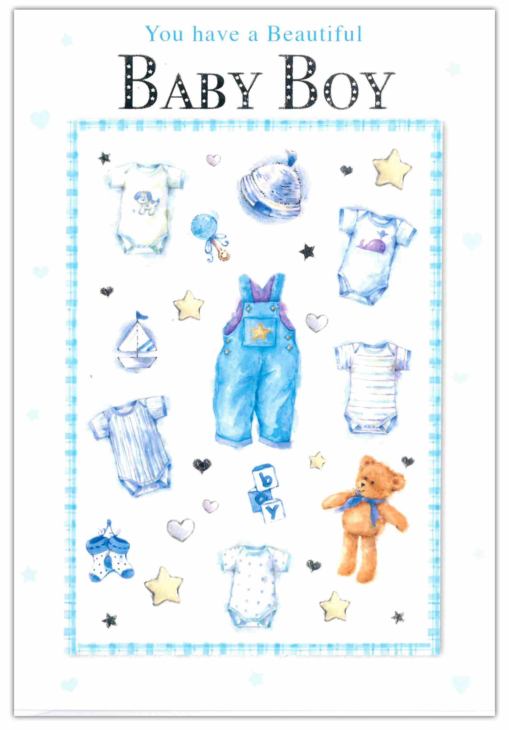 BABY BOY CONGRATS. CARDS,6`s Baby Items, Hearts & Stars