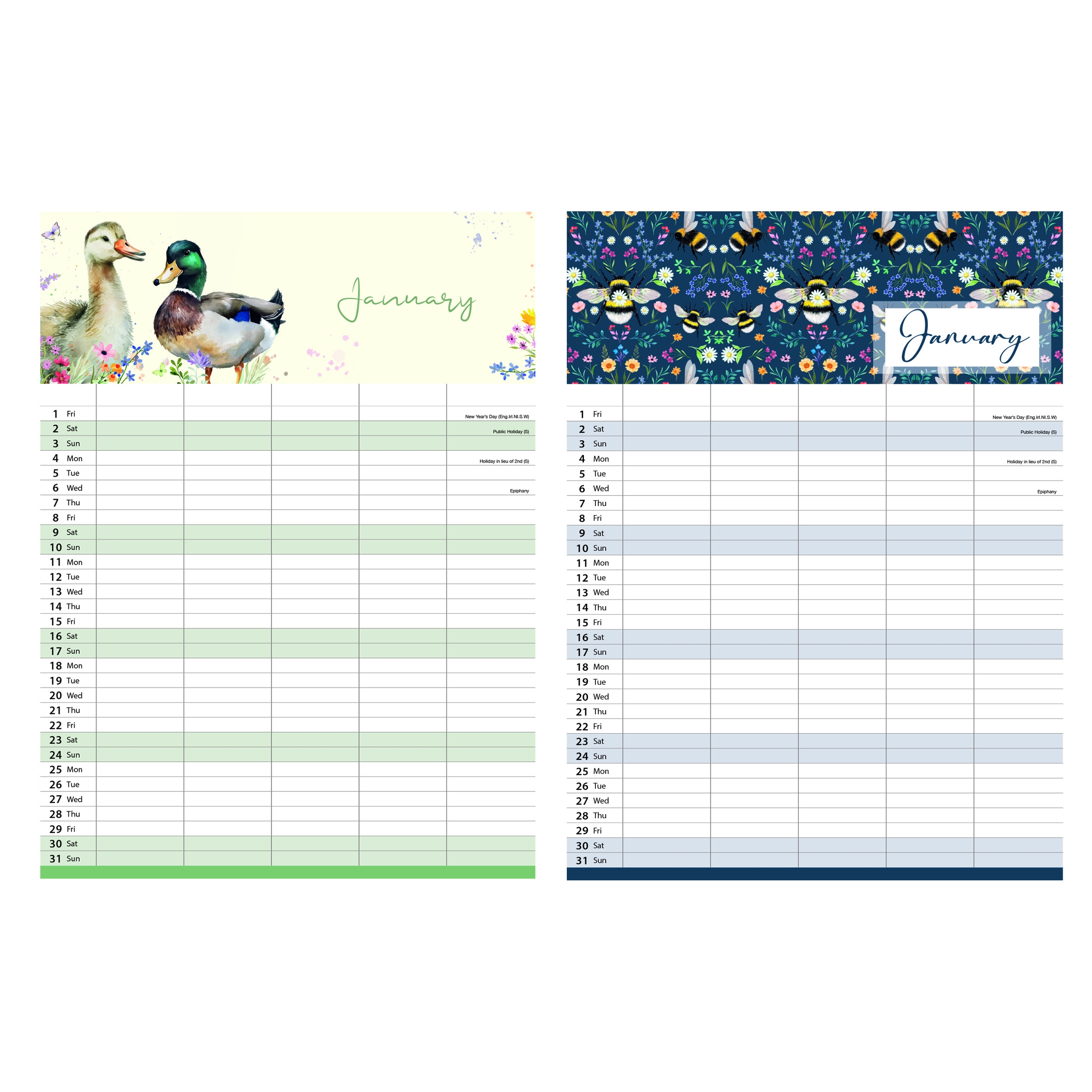 CALENDAR,Family Organiser Animals/Bee 2 Asst 2027 H/pk [Packs Only]