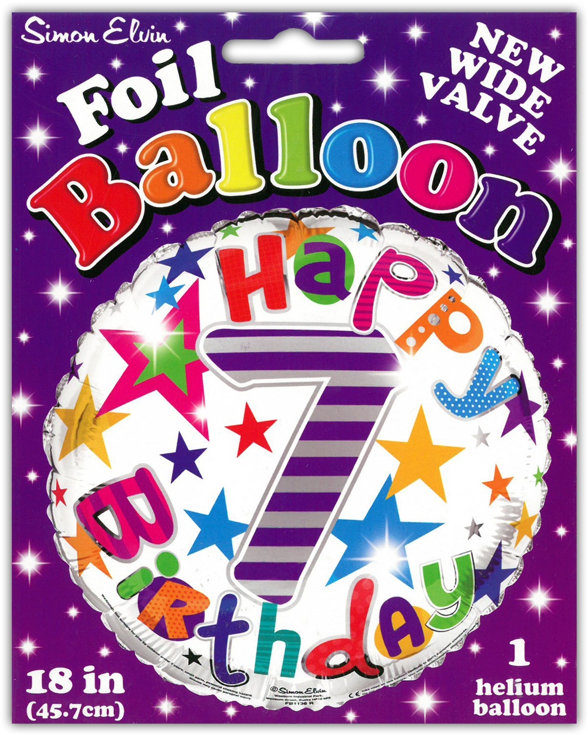 BALLOONS,Age 7 Unisex Helium Foil [Packs Only]