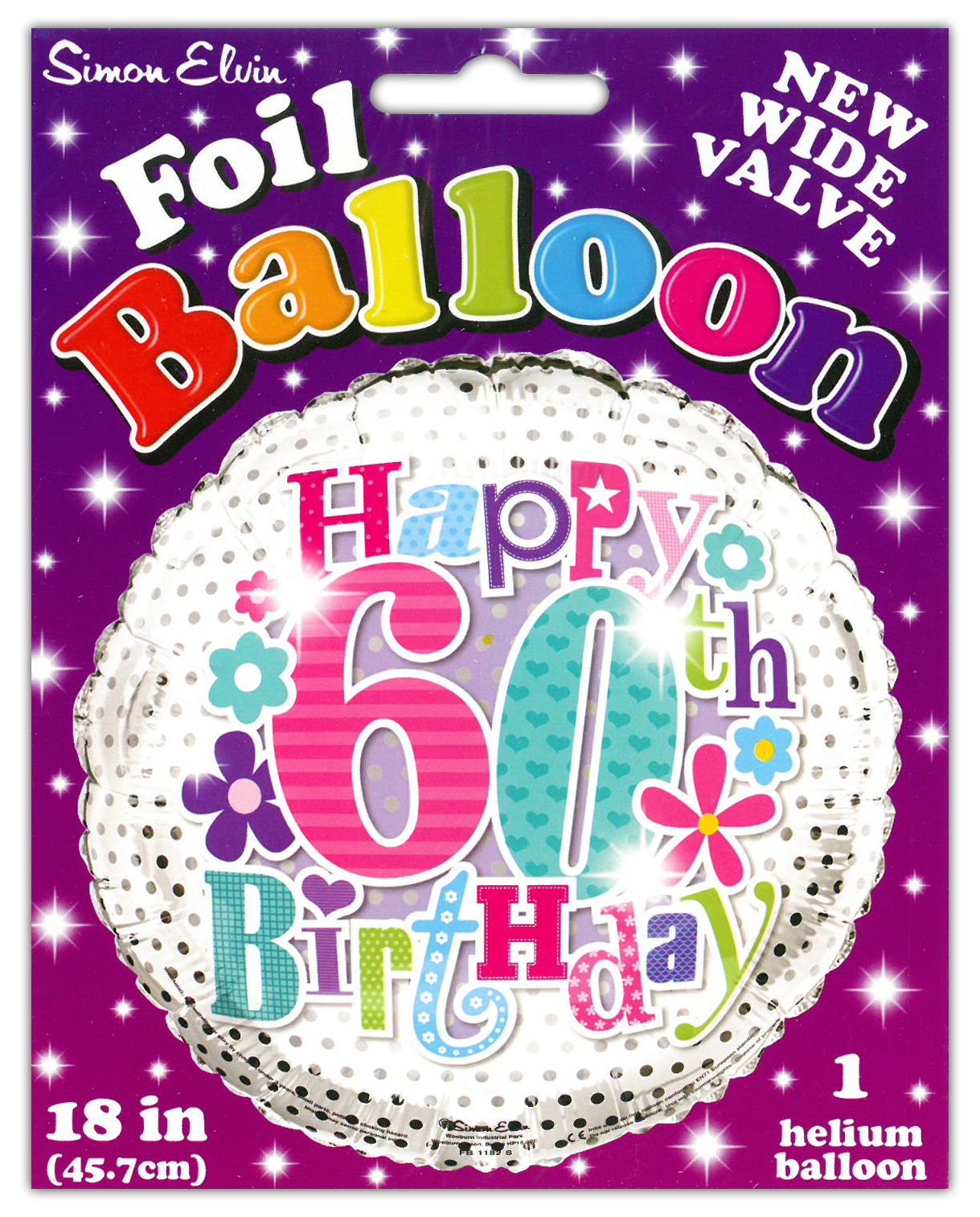 BALLOONS,Age 60 Female Helium Foil [Packs Only]