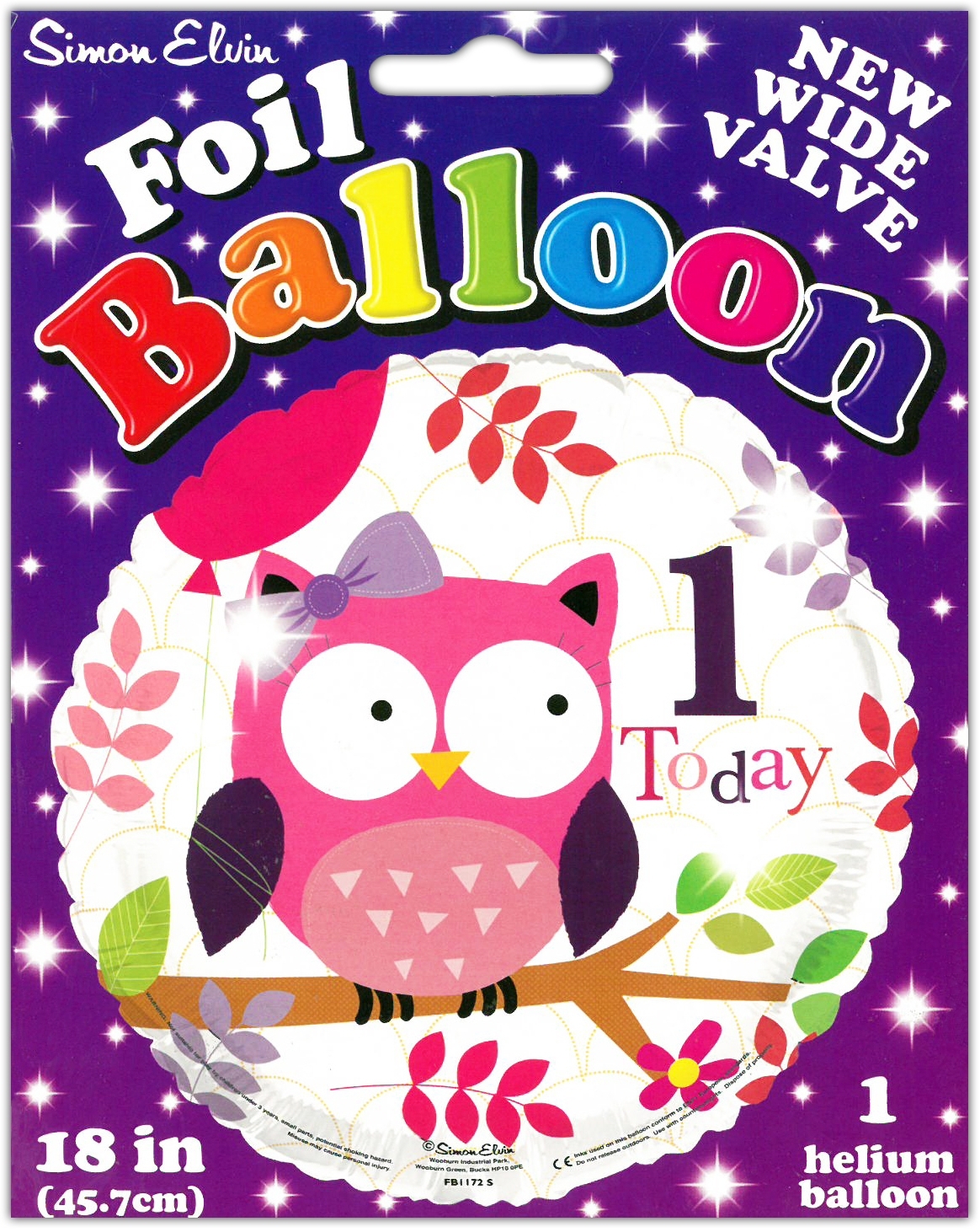 BALLOONS,Age 1 Girl Helium Foil [Packs Only]