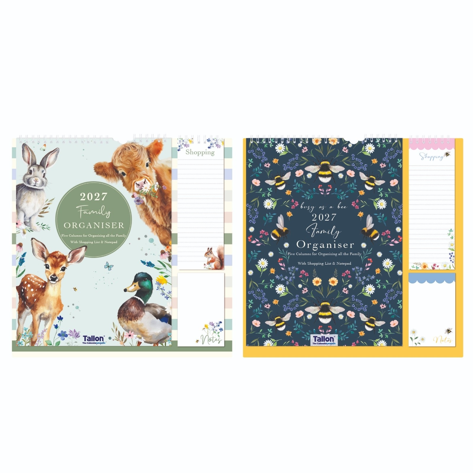 CALENDAR,Family Organiser Animals/Bee 2 Asst 2027 H/pk [Packs Only]