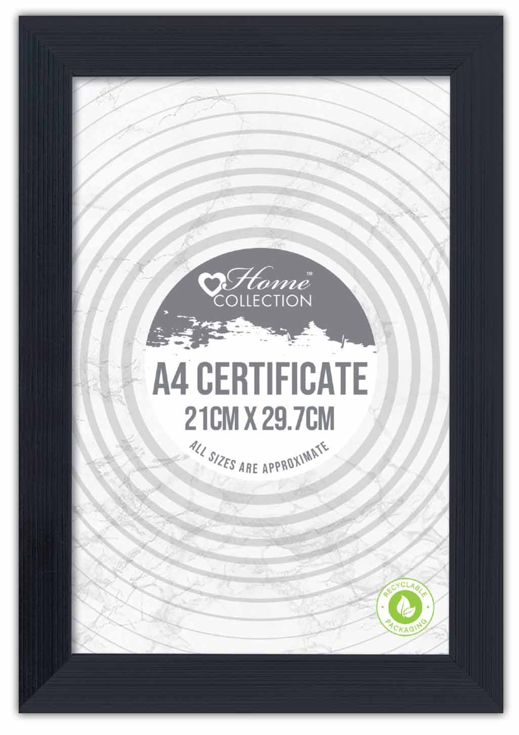 PHOTO FRAME,A4 Certificate Sq. Black Frame,Glass Insert [Splittable]