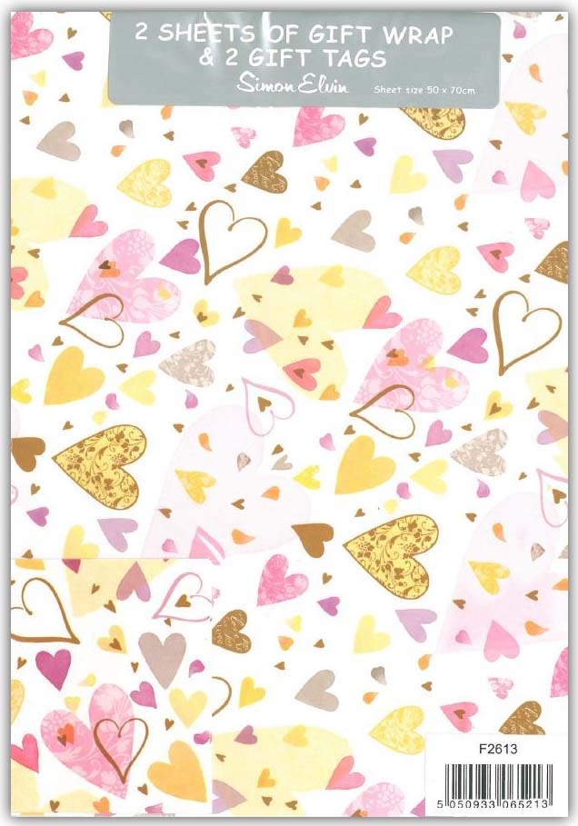 GIFT WRAP PACKETS,Hearts H/pk [Packs Only]