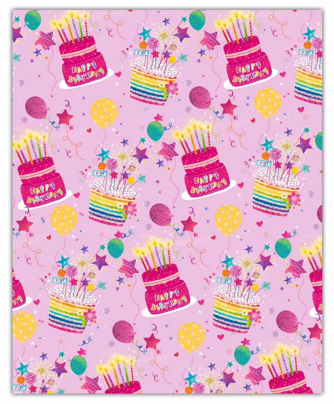 GIFT WRAP,Happy Birthday Cake & Balloons Design [Packs Only]