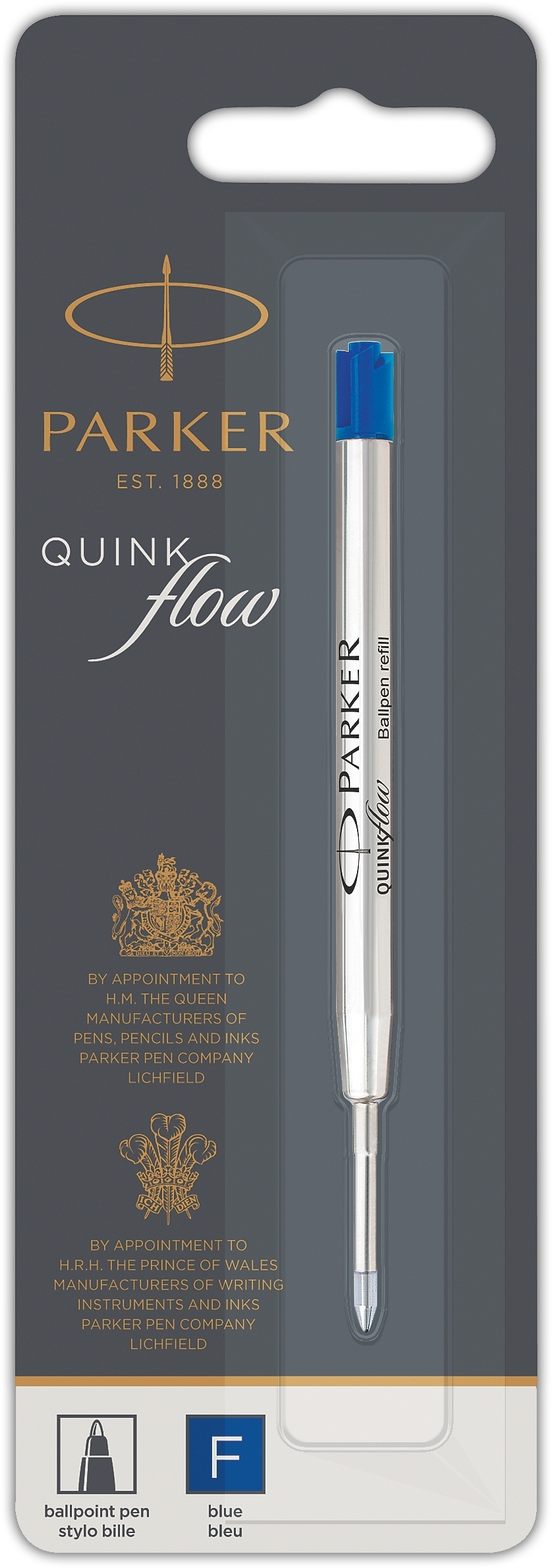 BALL PEN REFILLS,Quinkflow Blue Fine I/cd (Parker) [Splittable]