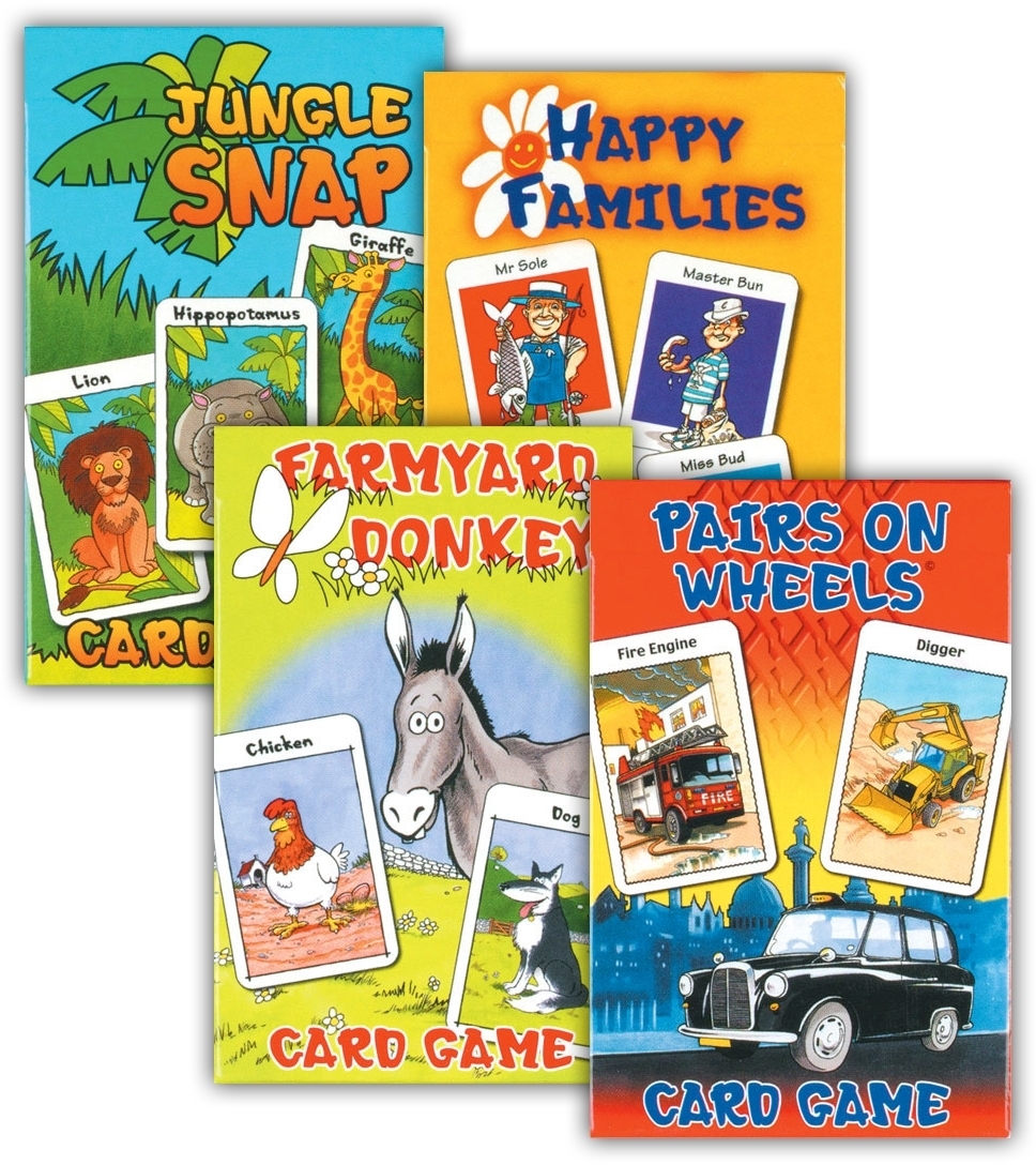 CARD GAMES,Childs 4 Asst. Snap,Donkey,Pairs & H.Families [Packs Only]