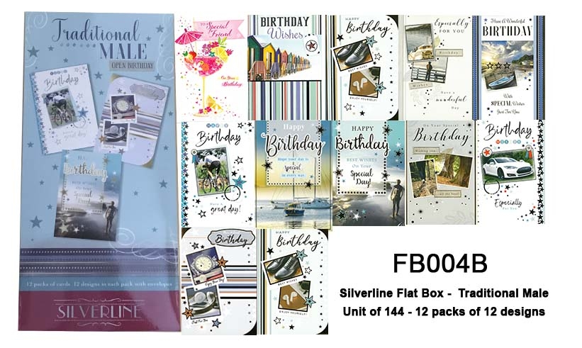 SILVERLINE FLAT BOX, Traditional Male 144`s [Packs Only]