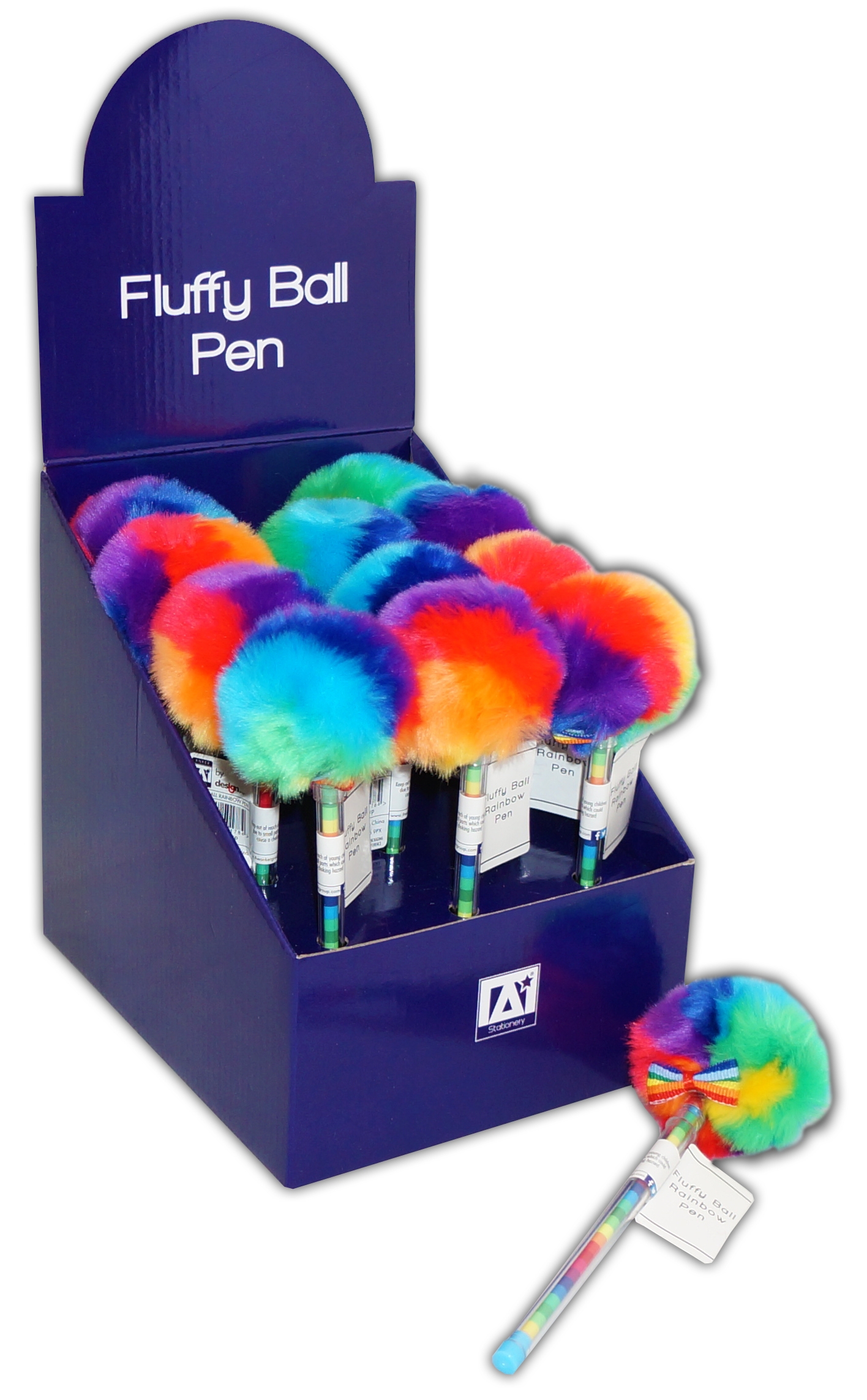 BALL PEN,Fluffy Ball Rainbow CDU [Packs Only]