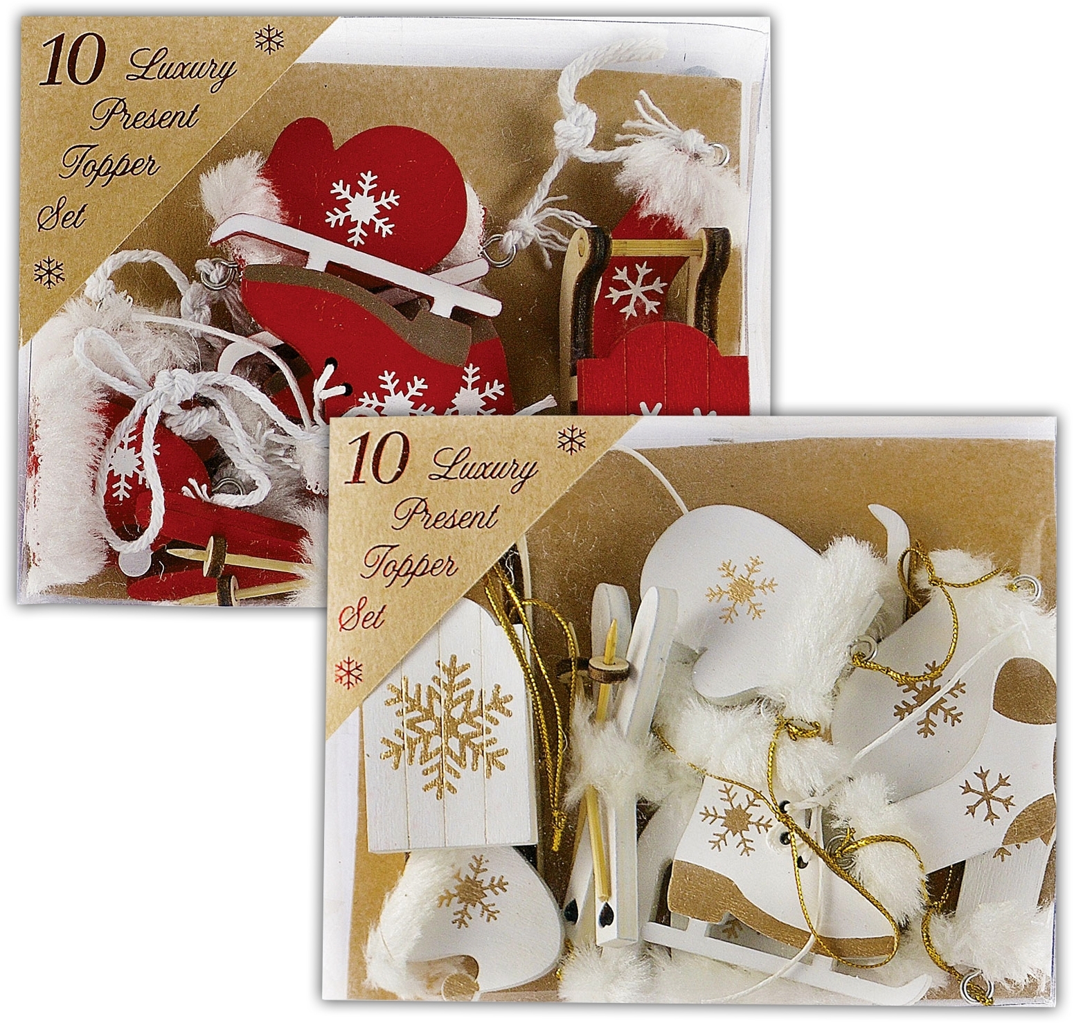 PRESENT TOPPER SET,Wooden 10 Pack (Was 4.99) [Splittable]