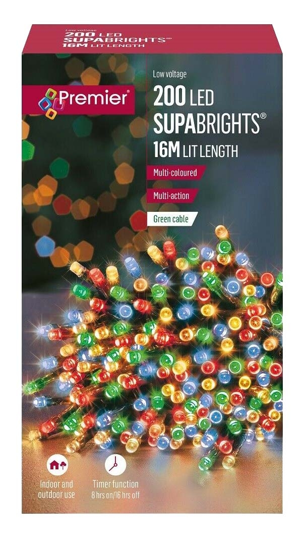 LIGHTS,LED Supabrights Multi Action Multi Col.200`s Boxed