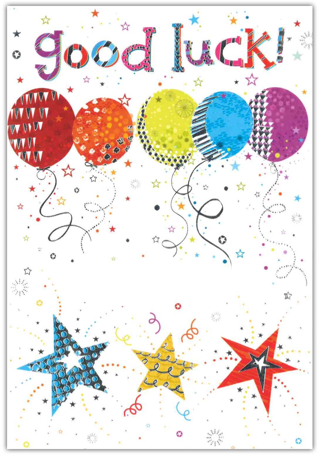GOOD LUCK CARDS,6`s Balloons & Stars