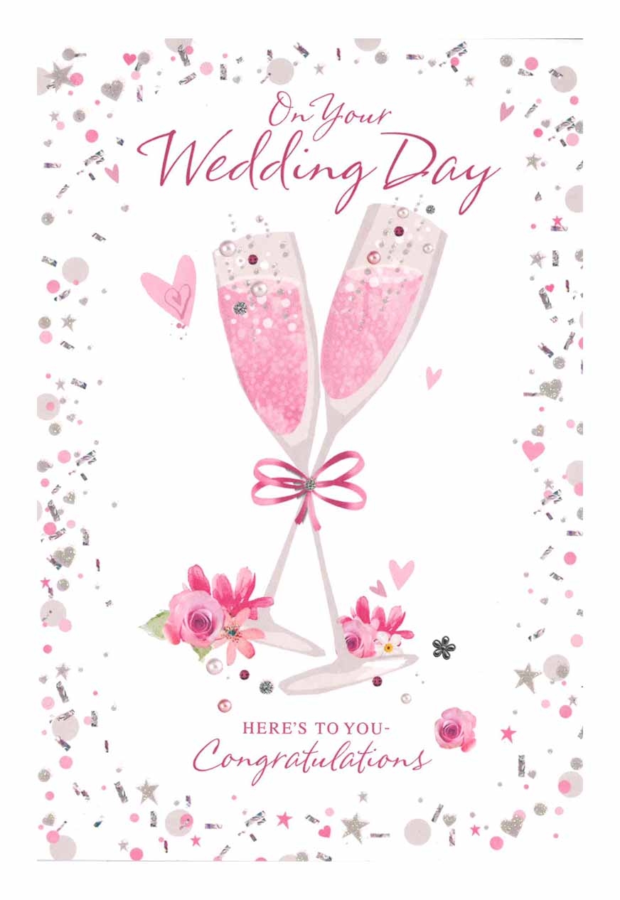 WEDDING DAY CARDS,6`s Champagne Flutes