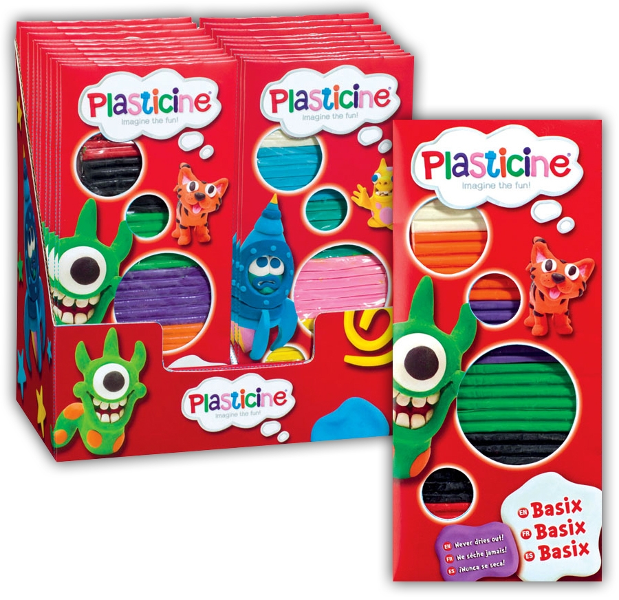 PLASTICINE, Modelling Clay 6 Strips,Basix CDU [Packs Only]