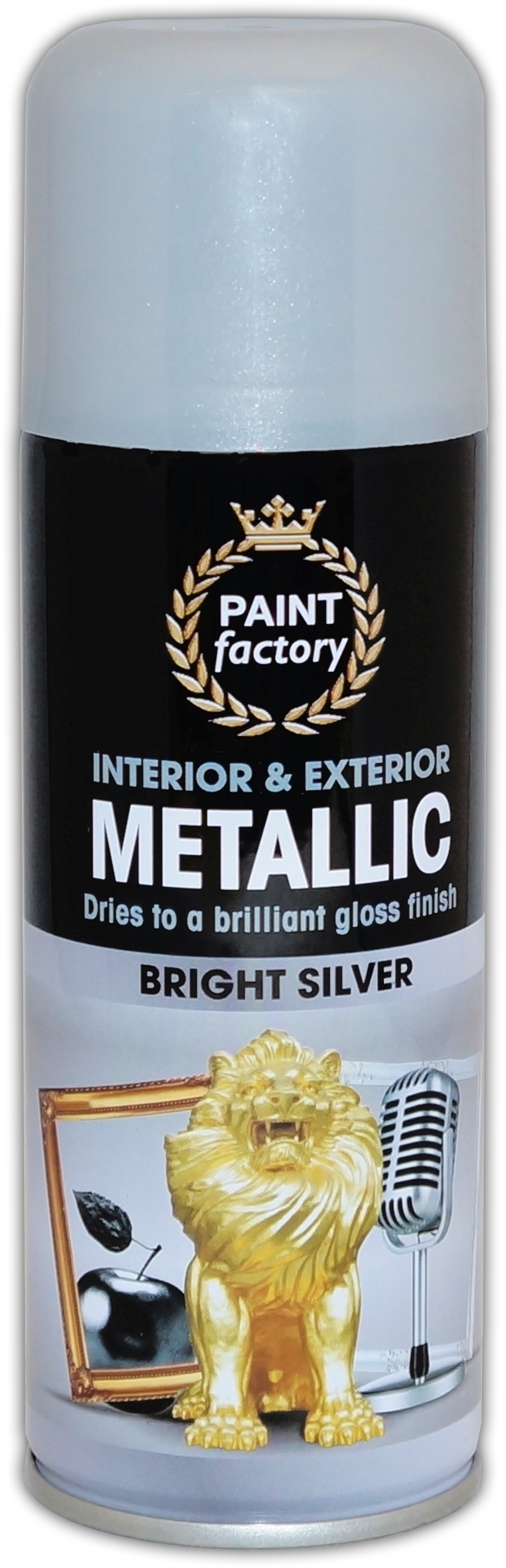 SPRAY PAINT AEROSOL, Silver Metallic Gloss Finish, 200ml [Splittable]