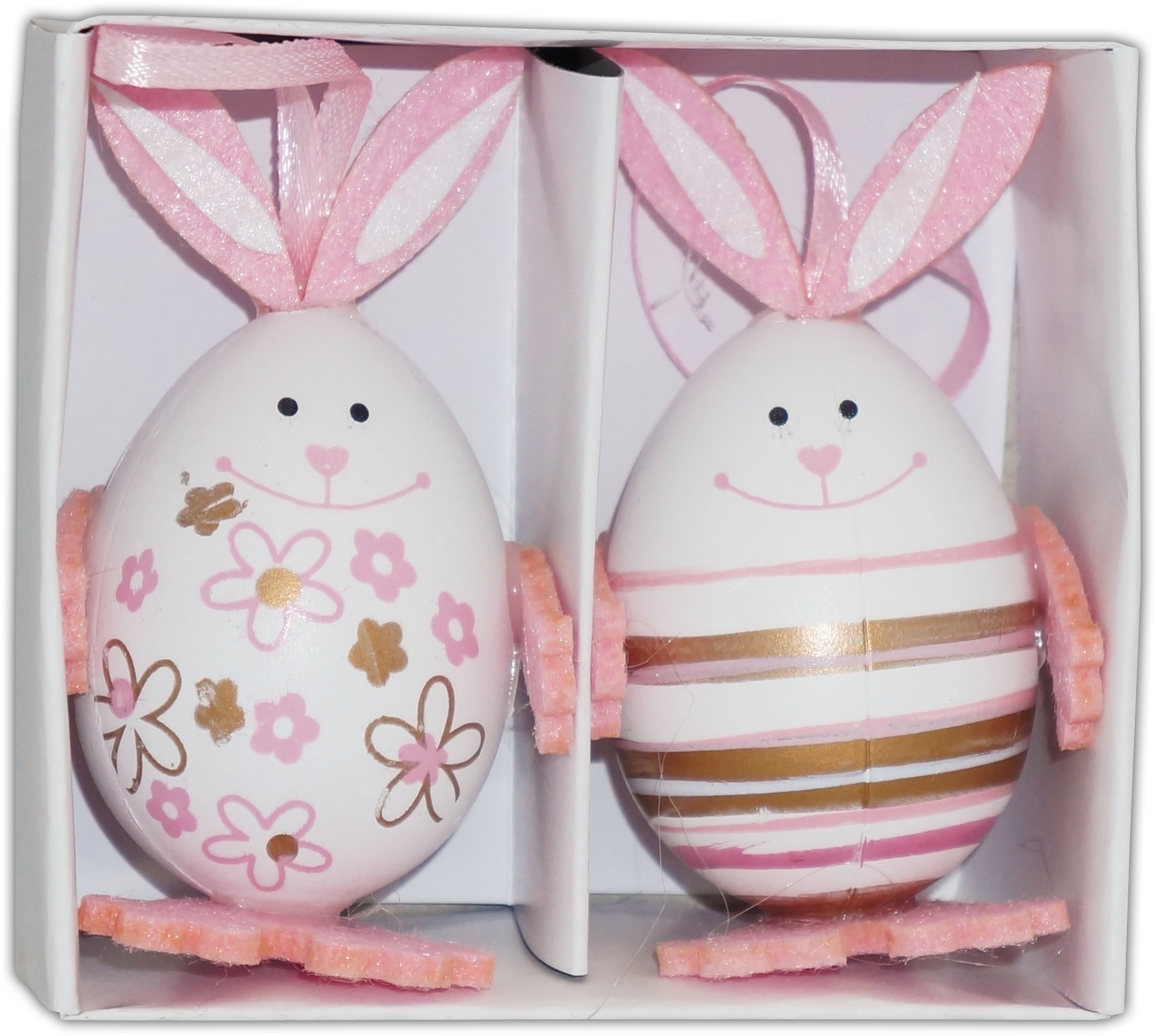 EASTER EGG BUNNY,Standing, Pink & Gold,2`s Boxed [Splittable]