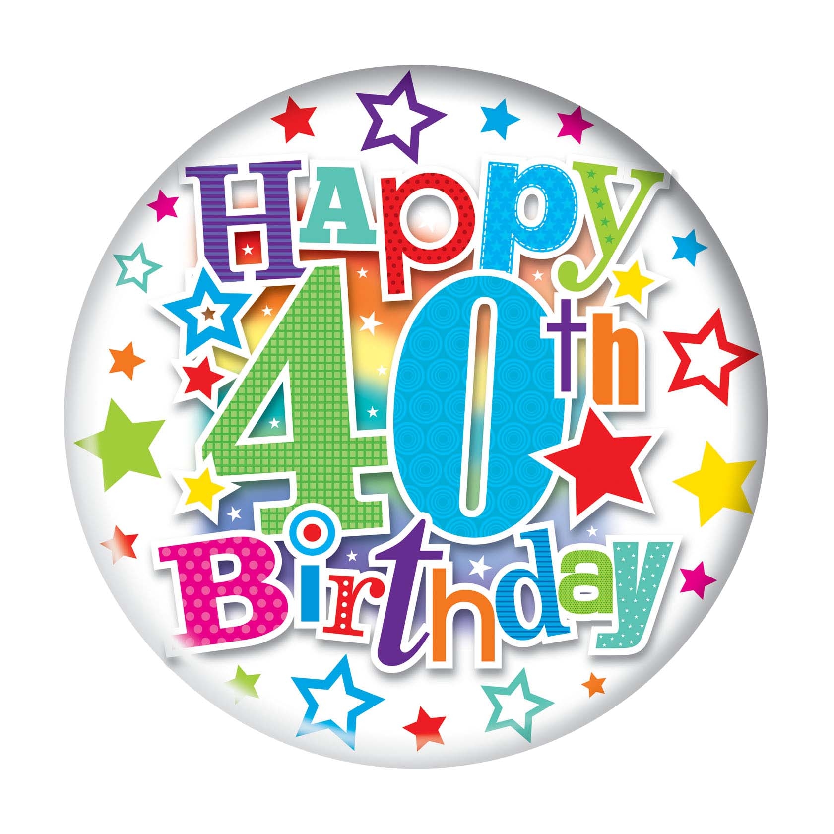 MEGA BADGE,Age 40 Unisex Stars [Packs Only]