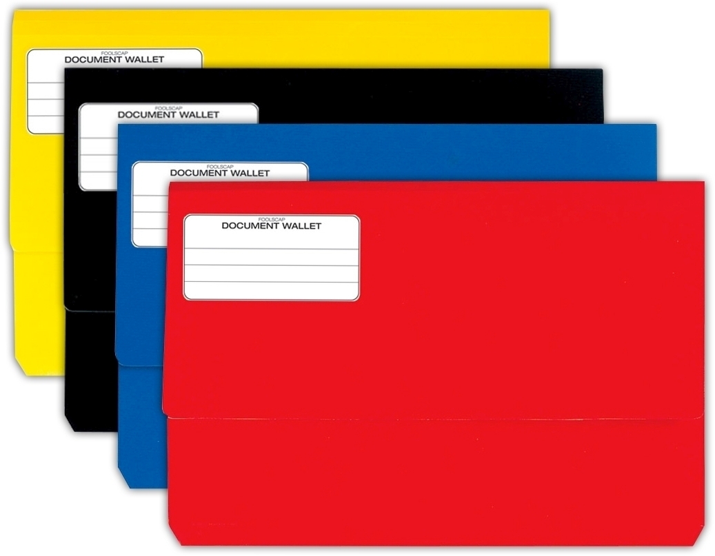DOCUMENT WALLET,Bright Cols. Asst. Foolscap [Packs Only]