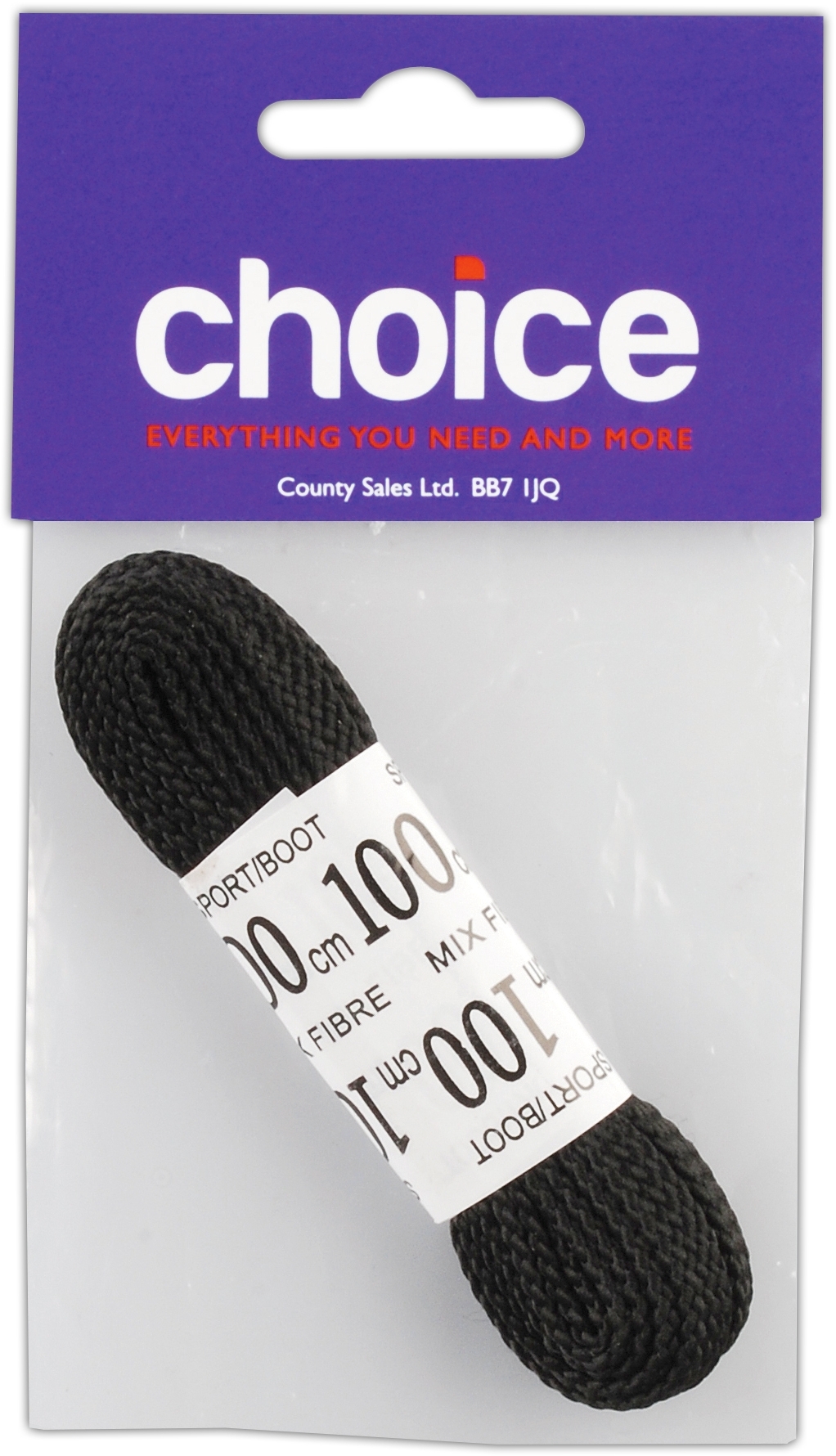 LACES,Boot Black (1 Pair) 100cm I/cd [Packs Only]