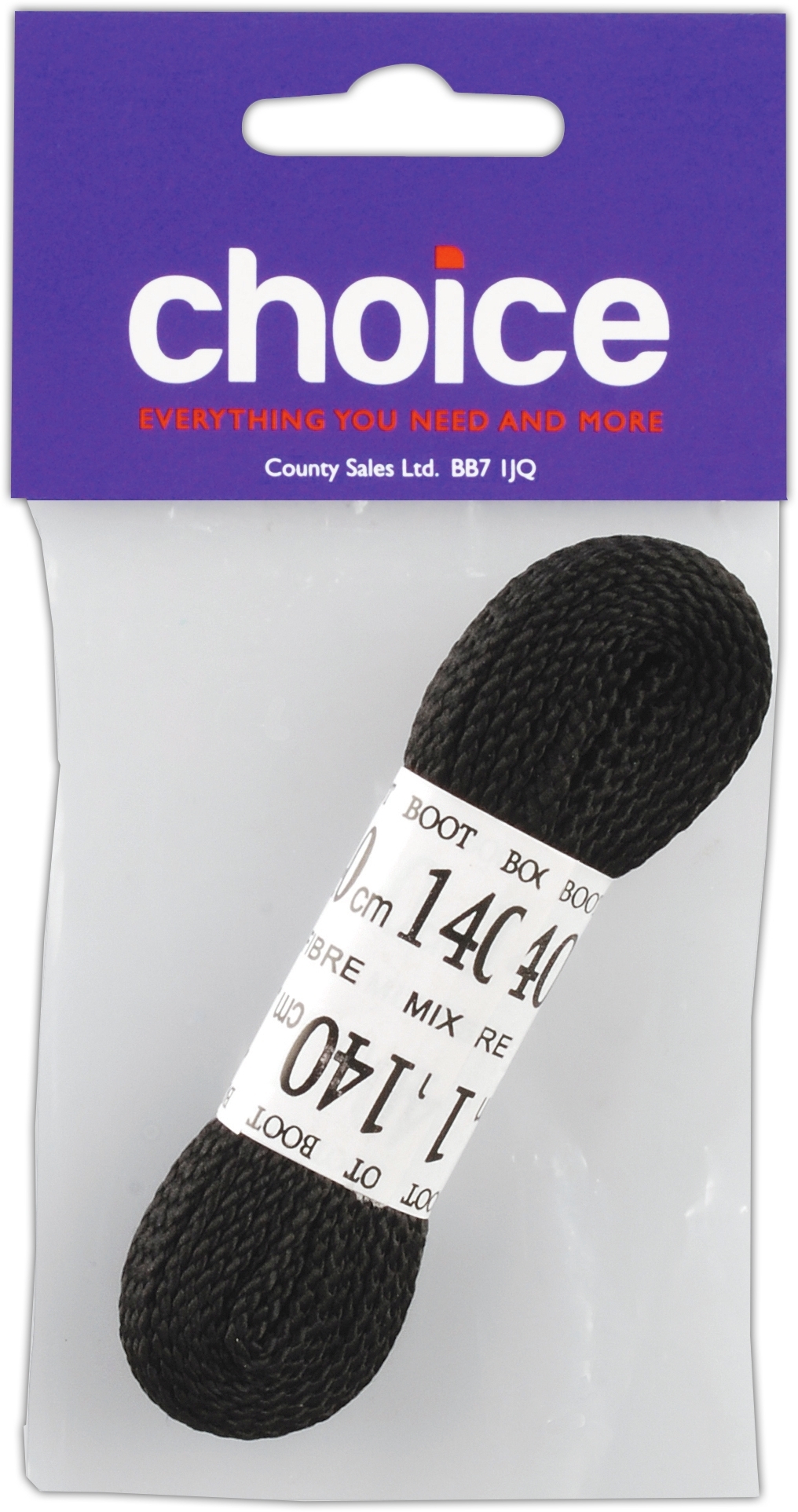 LACES,Football Black (1 Pair) 140cm I/cd [Packs Only]