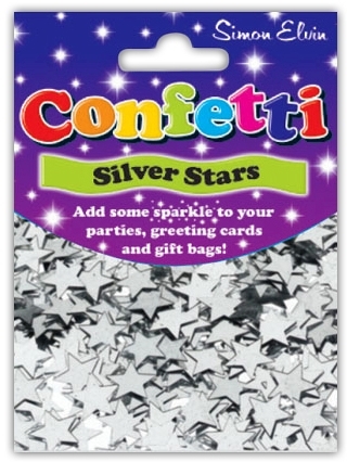 CONFETTI,Table Foil Stars Silver 11mm H/pk [Packs Only]