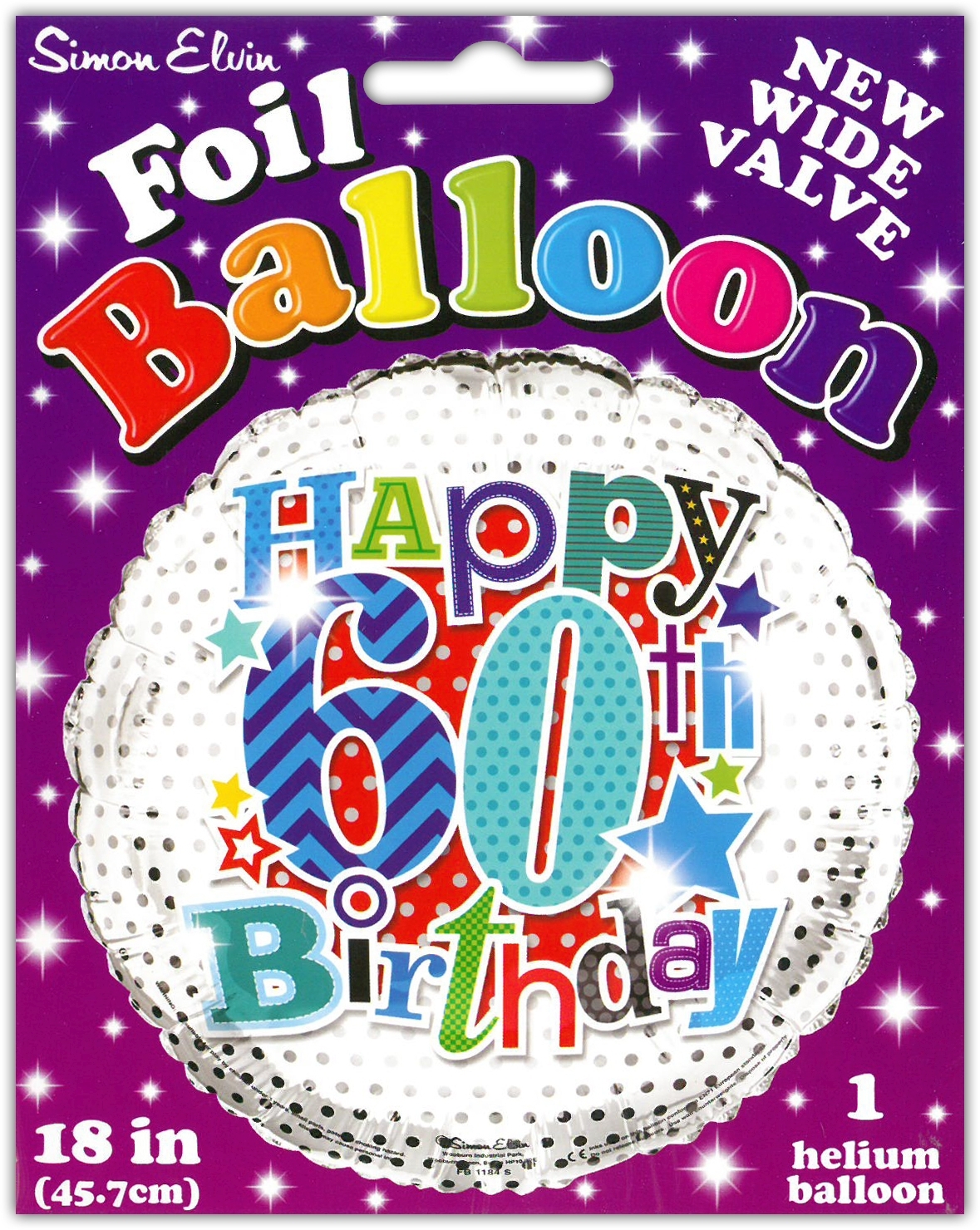 BALLOONS,Age 60 Male Helium Foil [Packs Only]