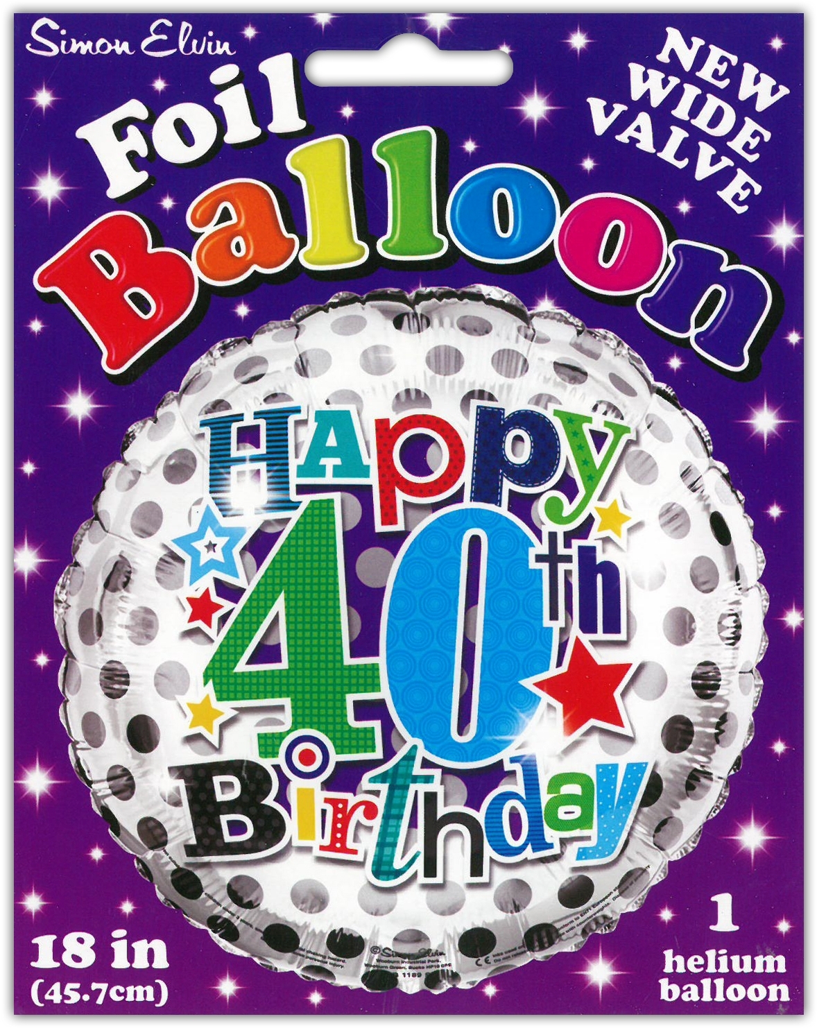 BALLOONS,Age 40 Male Helium Foil [Packs Only]