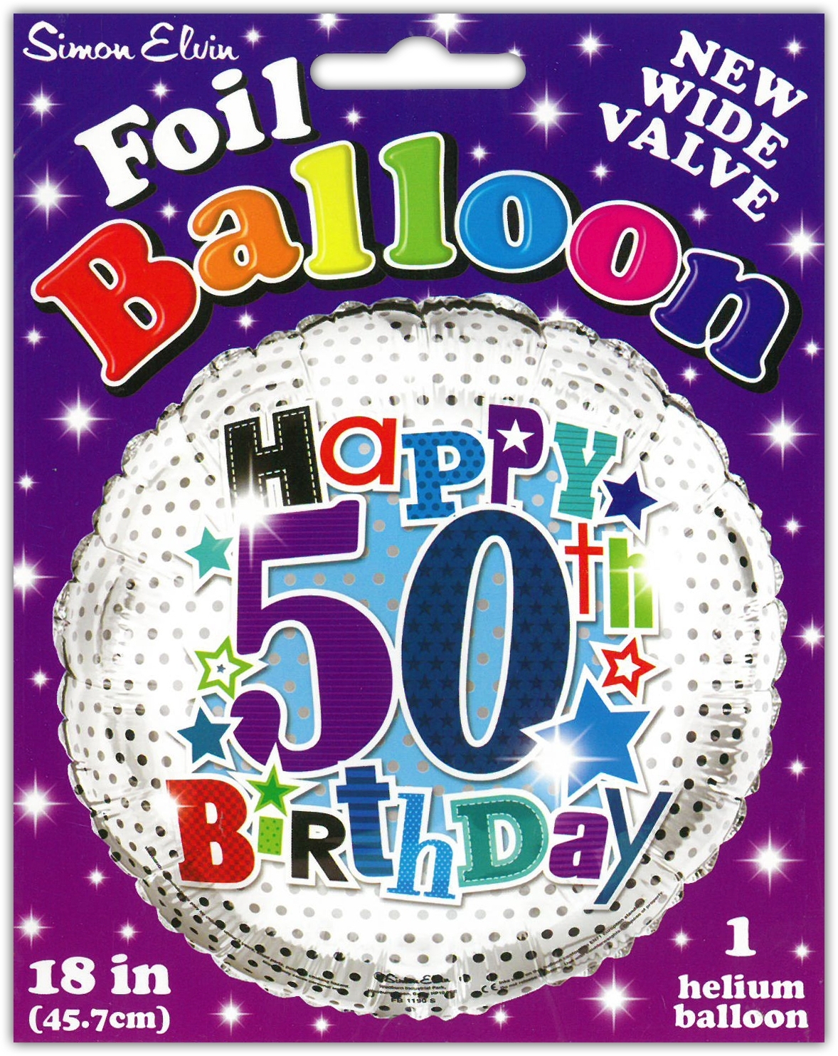 BALLOONS,Age 50 Male Helium Foil [Packs Only]