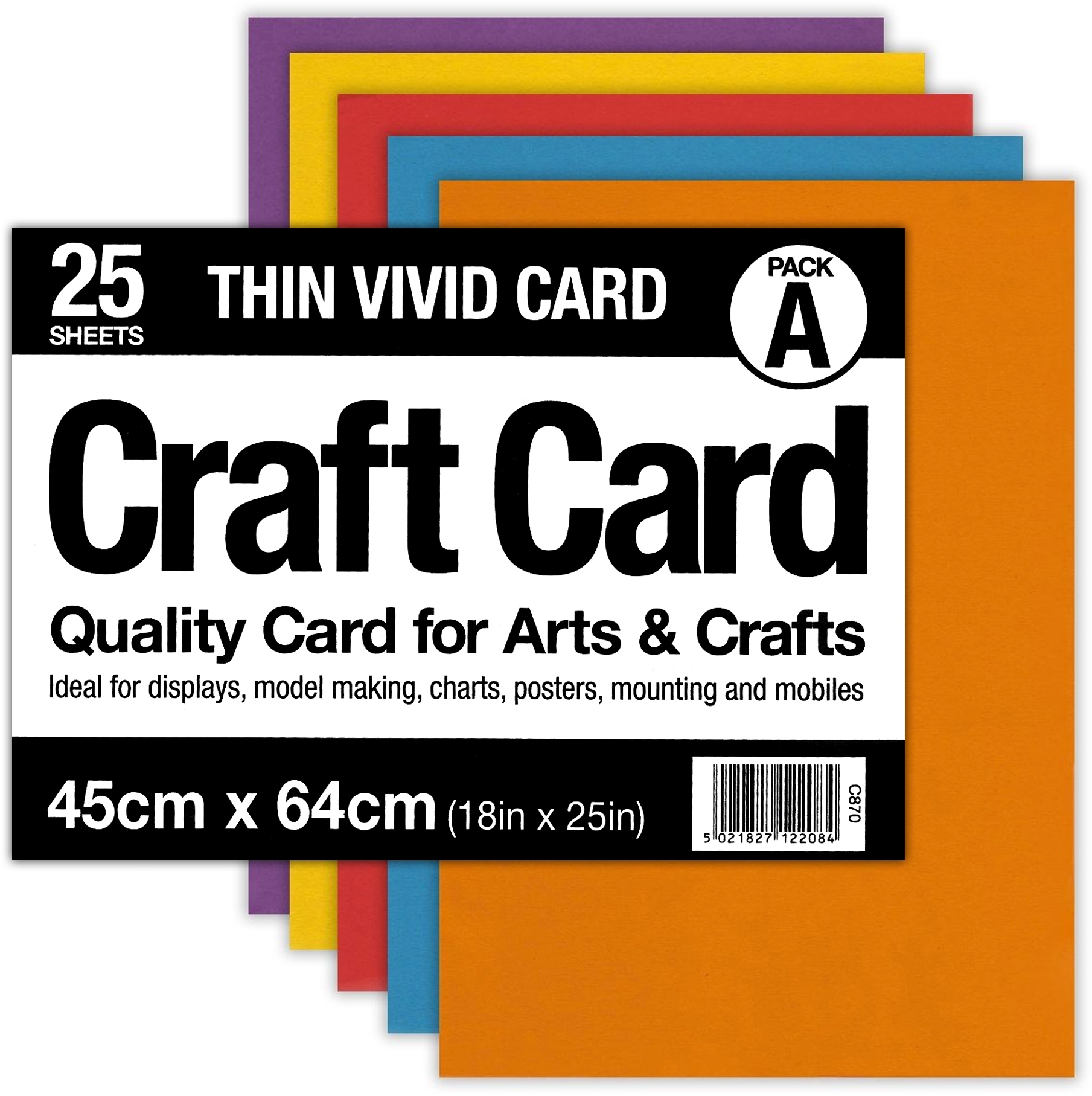 CARD,Craft Thin Vivid 45x64cm 220gsm [Packs Only]