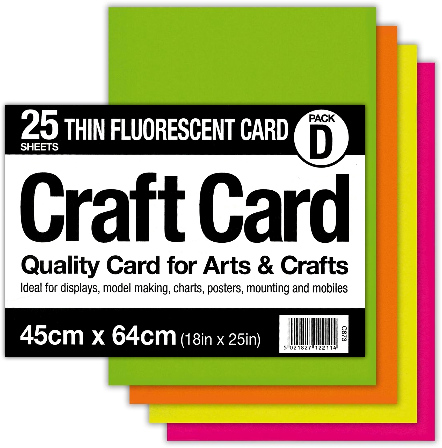 CARD,Craft Thin Fluorescent 45x64cm 230gsm [Packs Only]