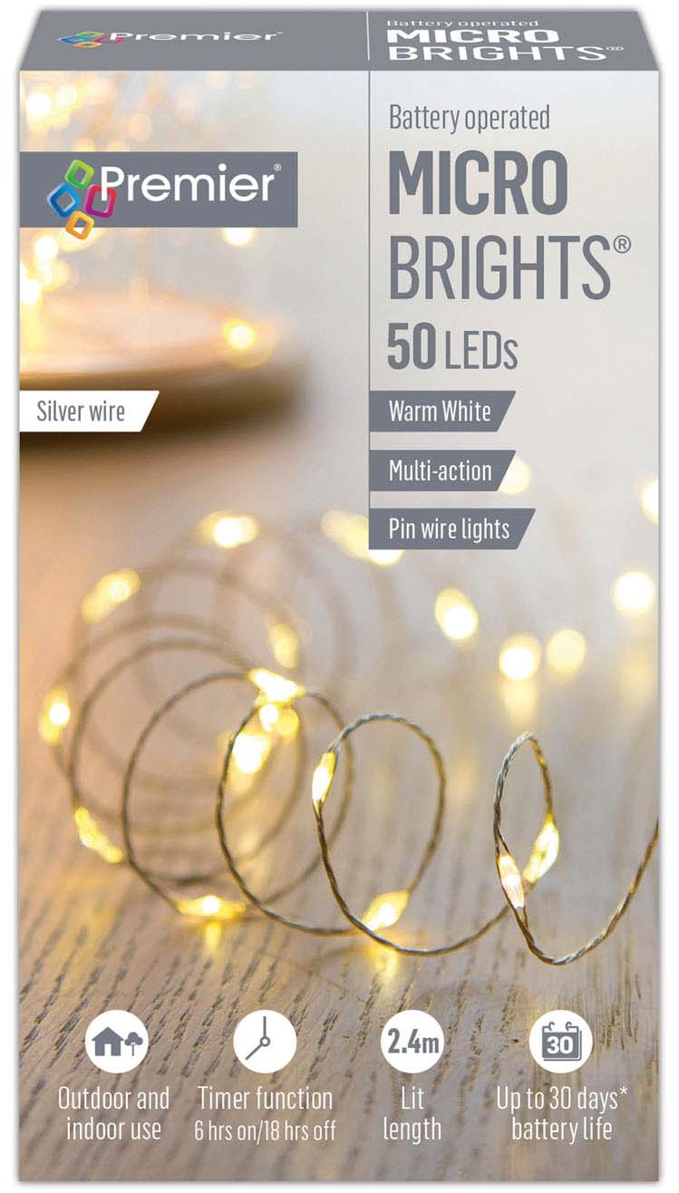 LIGHTS,LED Microbright Warm White Battery Operated 50`s [Packs Only]